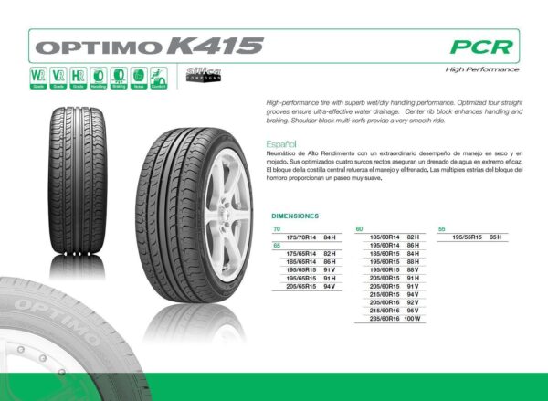 195/65/15 91 Hankook  K415 - Image 2